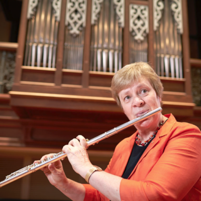 Elizabeth Koch Playing flute